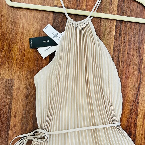 NWT!! Banana Republic Halter Pleated Maxi Dress- XS Oyster Pearl Color - Picture 8 of 11